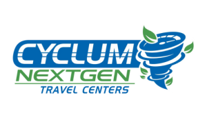Cyclum NextGen Travel Centers logo in blue and green